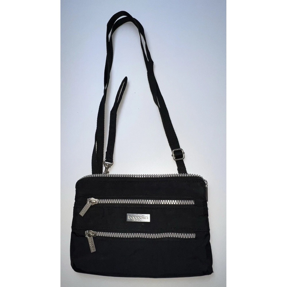 Baggallini Convertible Crossbody Waist Bag Small Black  Zip Pockets Organizer